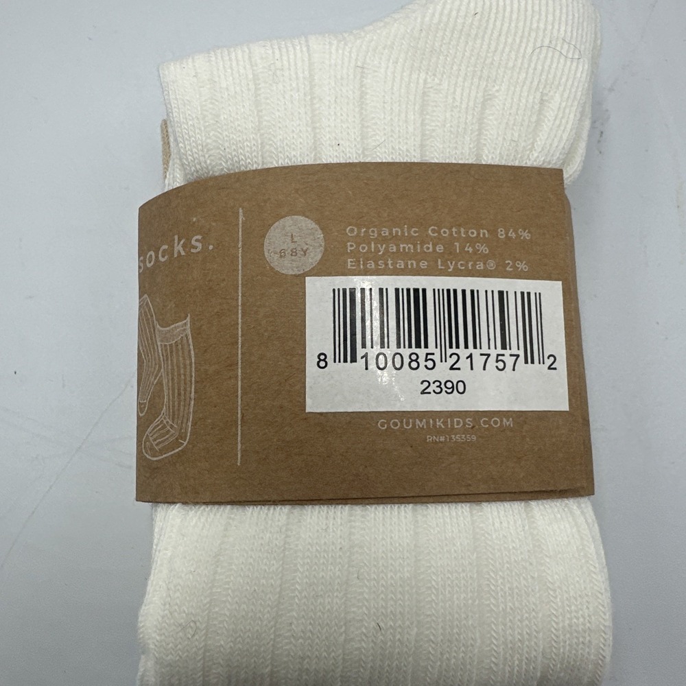 NWT Goumi Kids Crew Socks Organic Cotton Size L 6-8 Y Lot of 6 Pairs Beige Ivory - Picture 3 of 5